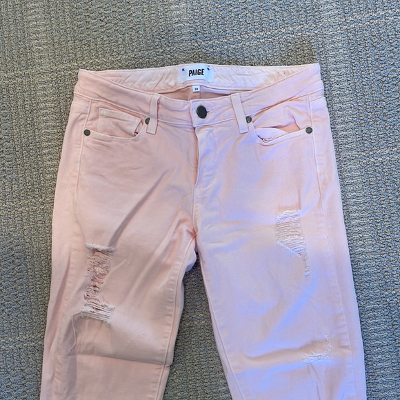 Paige Skyline Ankle Peg Jeans Distressed Pink size 28 - Picture 4 of 7